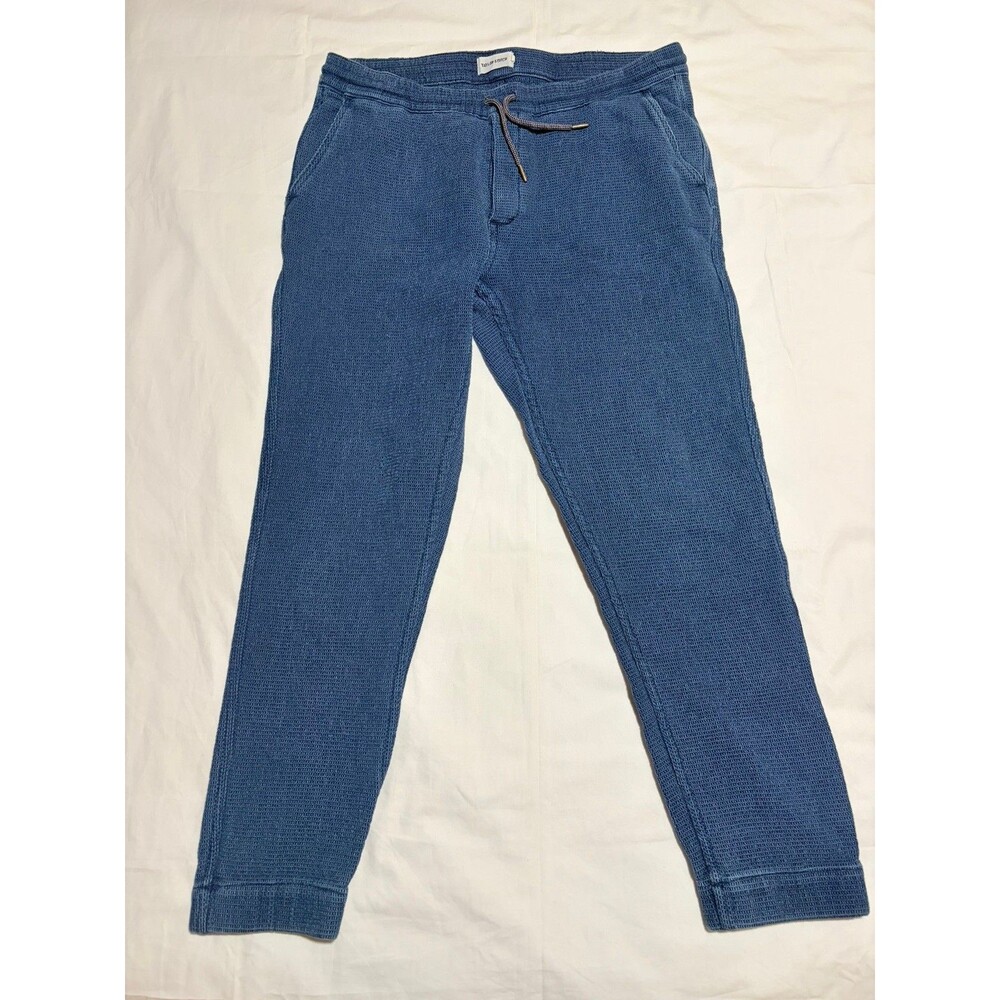Taylor Stitch Apres Jogger Pant Large Indigo Waffle Texture Mens Shasiko Organic